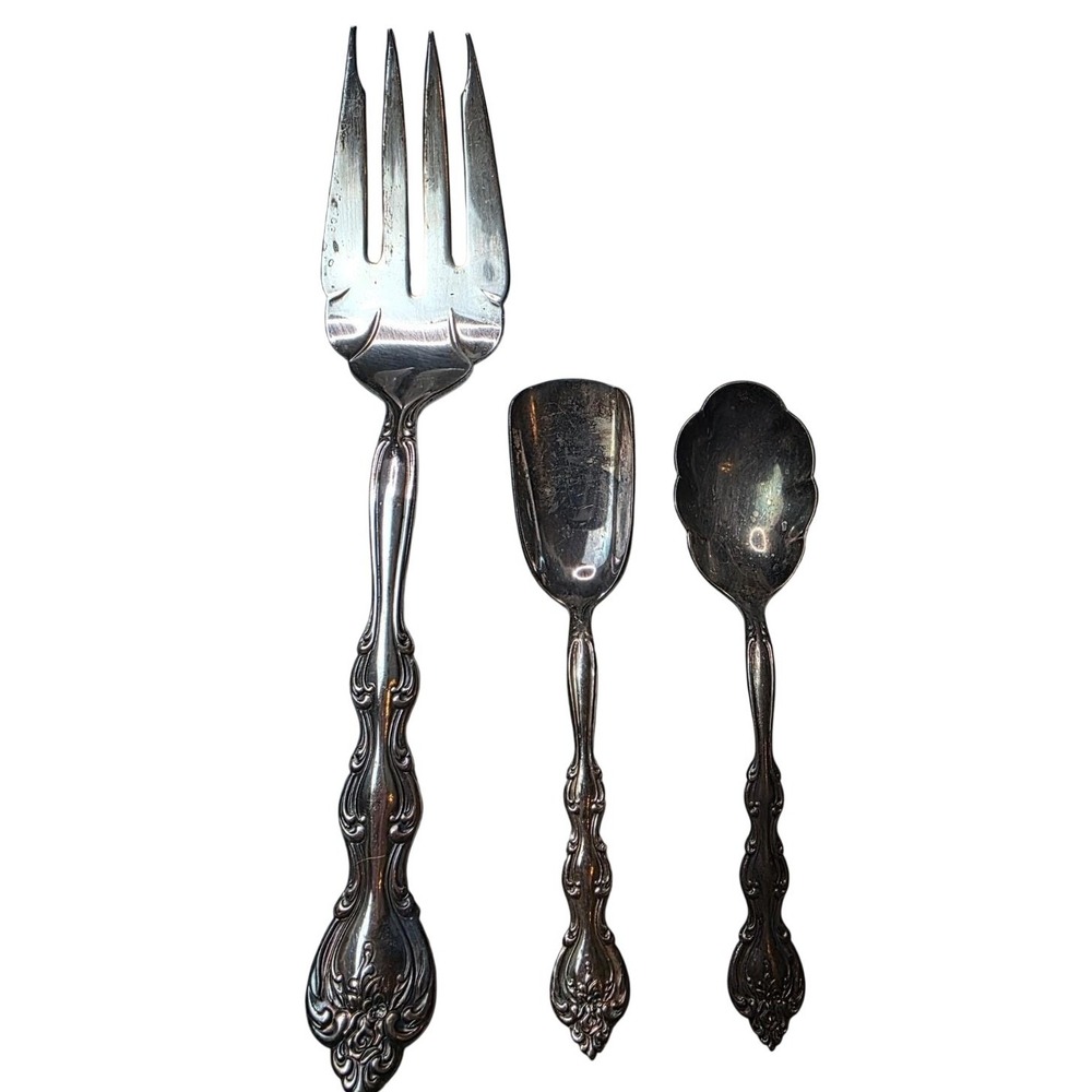 International Silverplate Vintage Cold Meat Fork Sugar Spoon Butter Knife Set A6